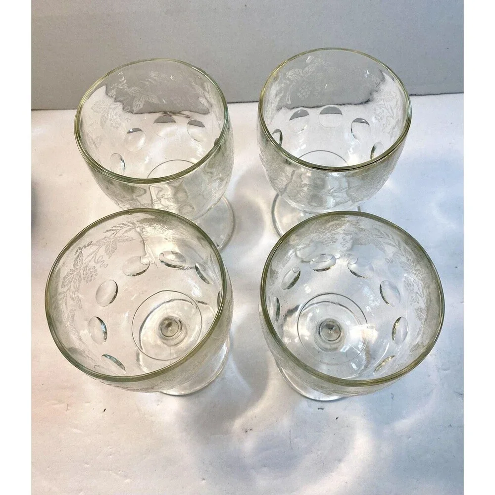 VTG MCM Goblets Wine Glass Set of 4 Bartlett Collins Thumbprint